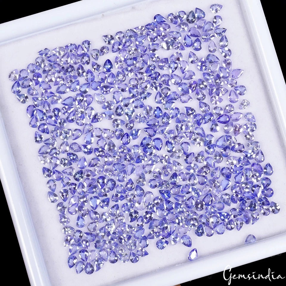 43.20Ct Natural Untreated Blue Tanzanite Pear Faceted 4mmx3mm Loose Gems 330 Pcs