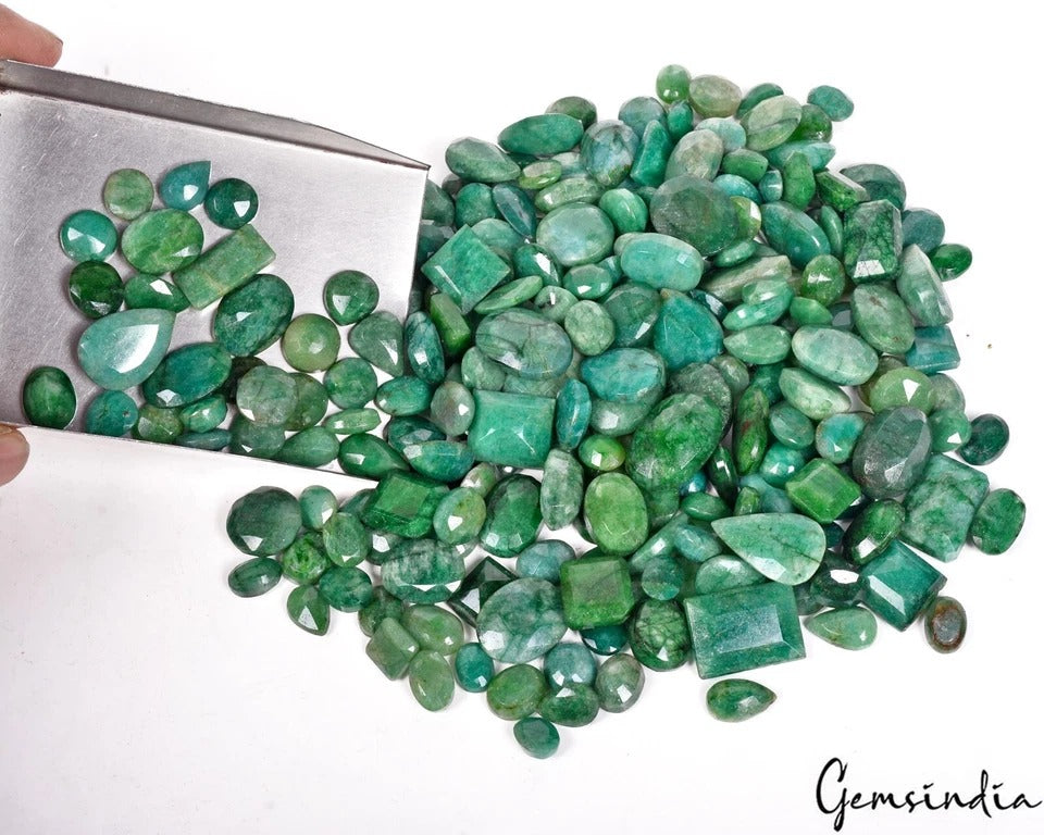 Emerald Lot, Loose Gemstone, Color Enhanced, Green — 220 Pieces, 10mm to 24mm, 2100 Ct, Brazil