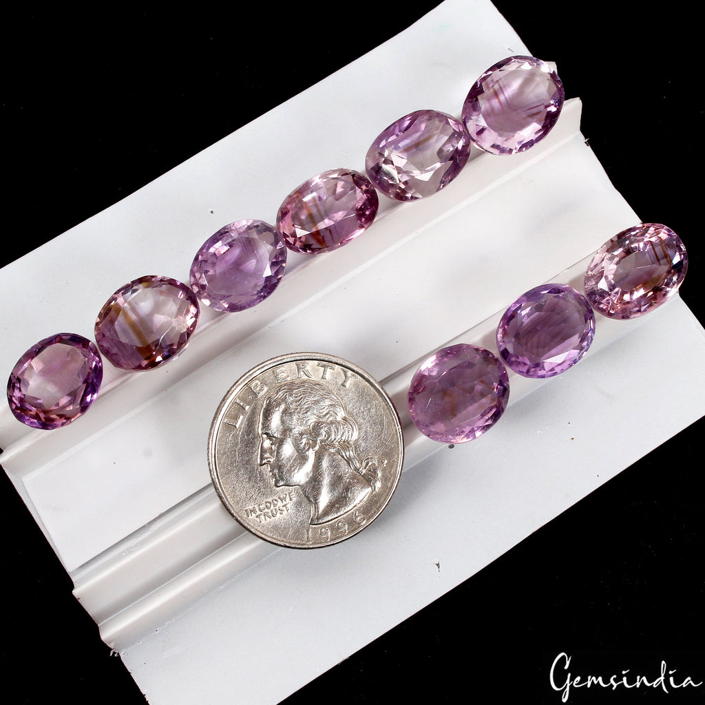 9 Pcs Natural Purple Amethyst Oval Cut Loose 13-14mm Untreated Gemstones~ 69 Cts