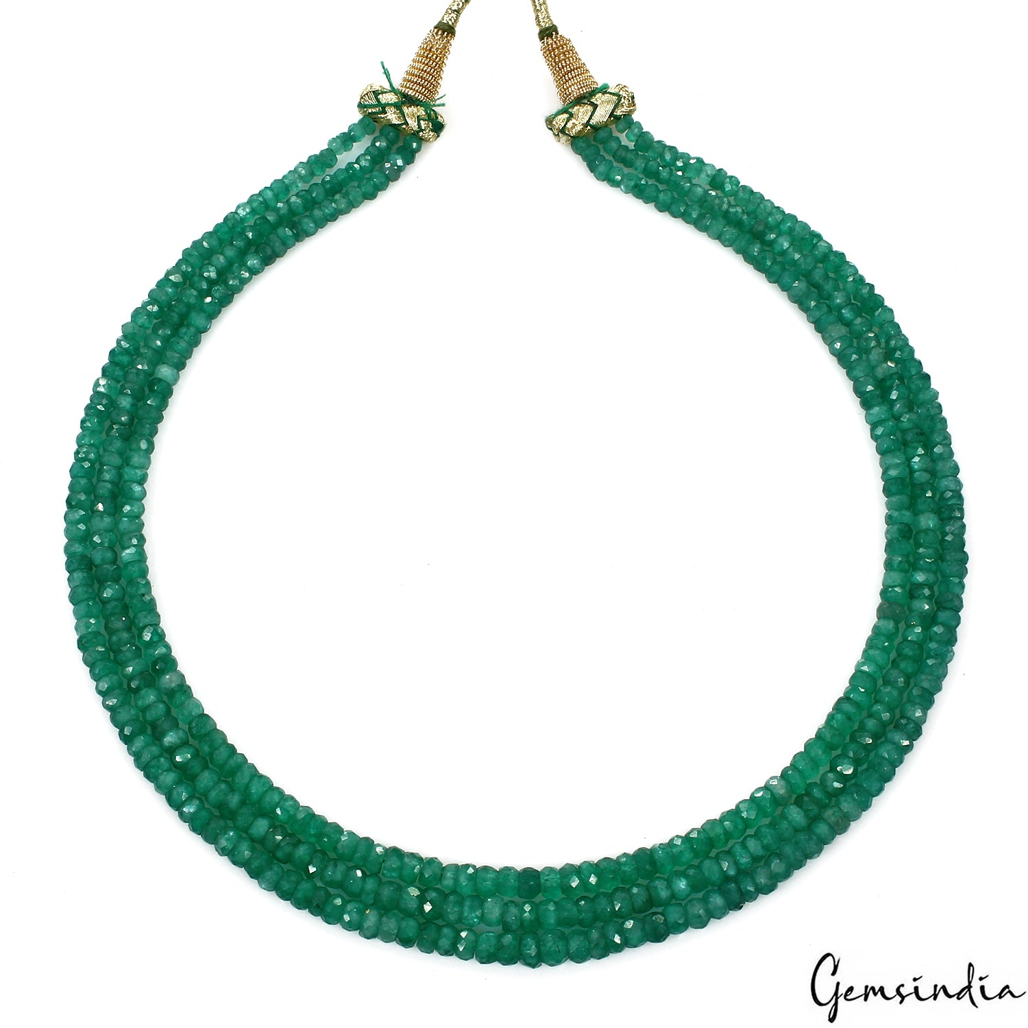 Emerald Necklace, Color Enhanced, Green — 3mm, 200 Ct, Brazil