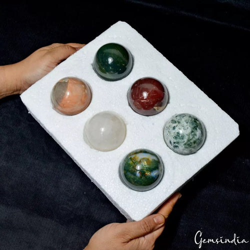 1.4 Kg/6 Pcs Natural Untreated Muti Color Gems Healing Crystal Huge Sphere Lot
