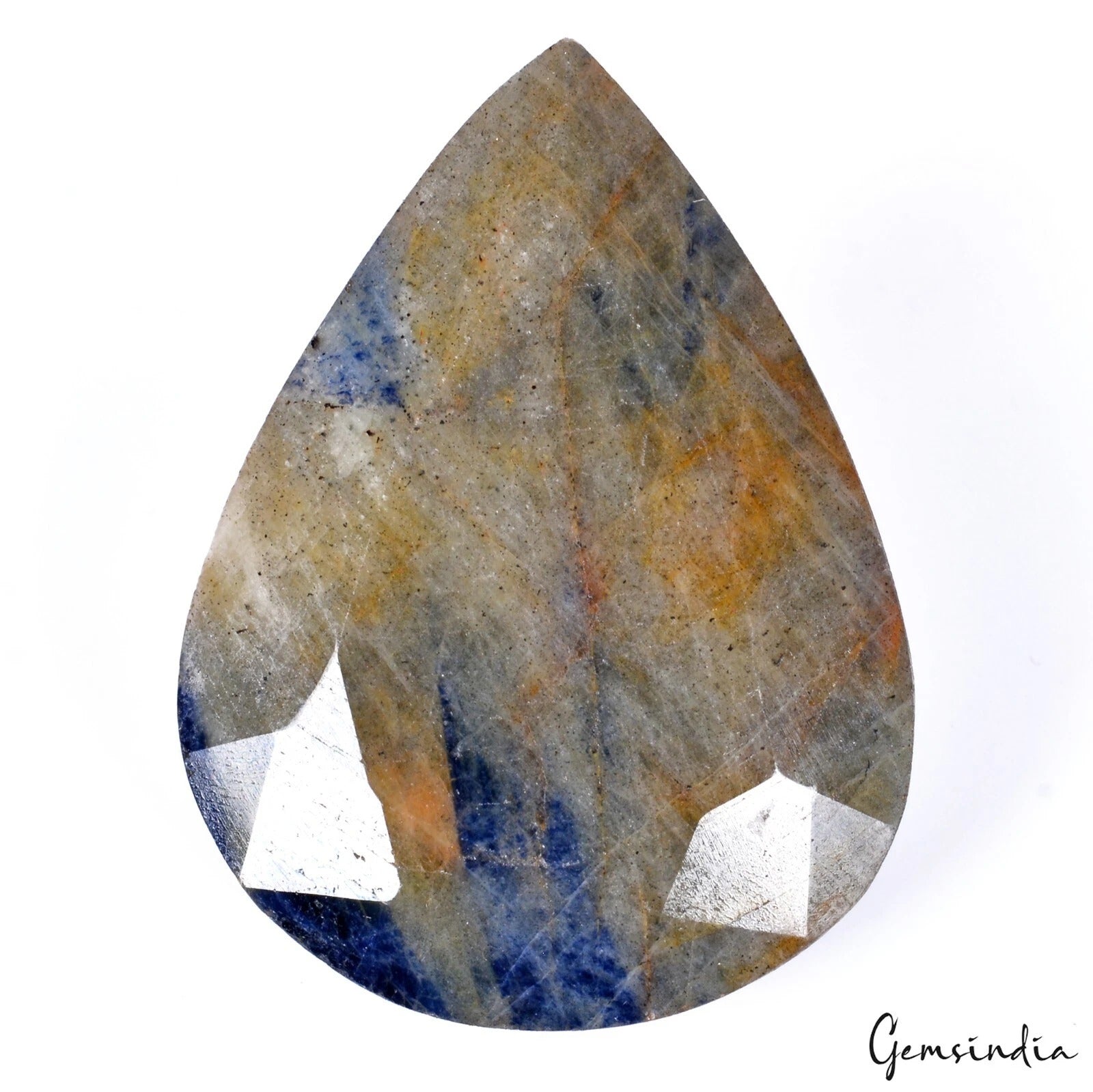 Blue Sapphire Loose Gemstone, Untreated, Yellow — 50x37x17 mm, 300 Ct, Madagascar