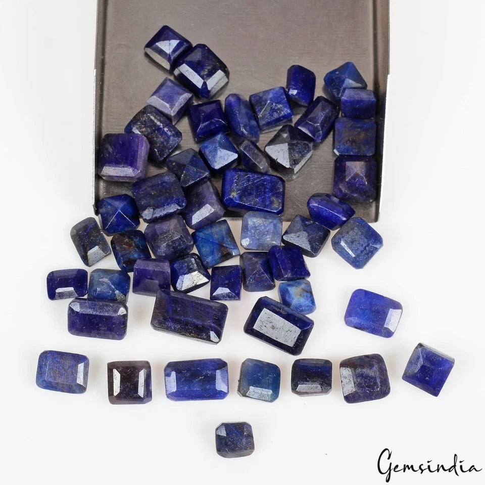 100 Ct/50 Pcs Natural Blue Sapphire Mixed Cut 6-11mm Loose Wholesale Gems Lot