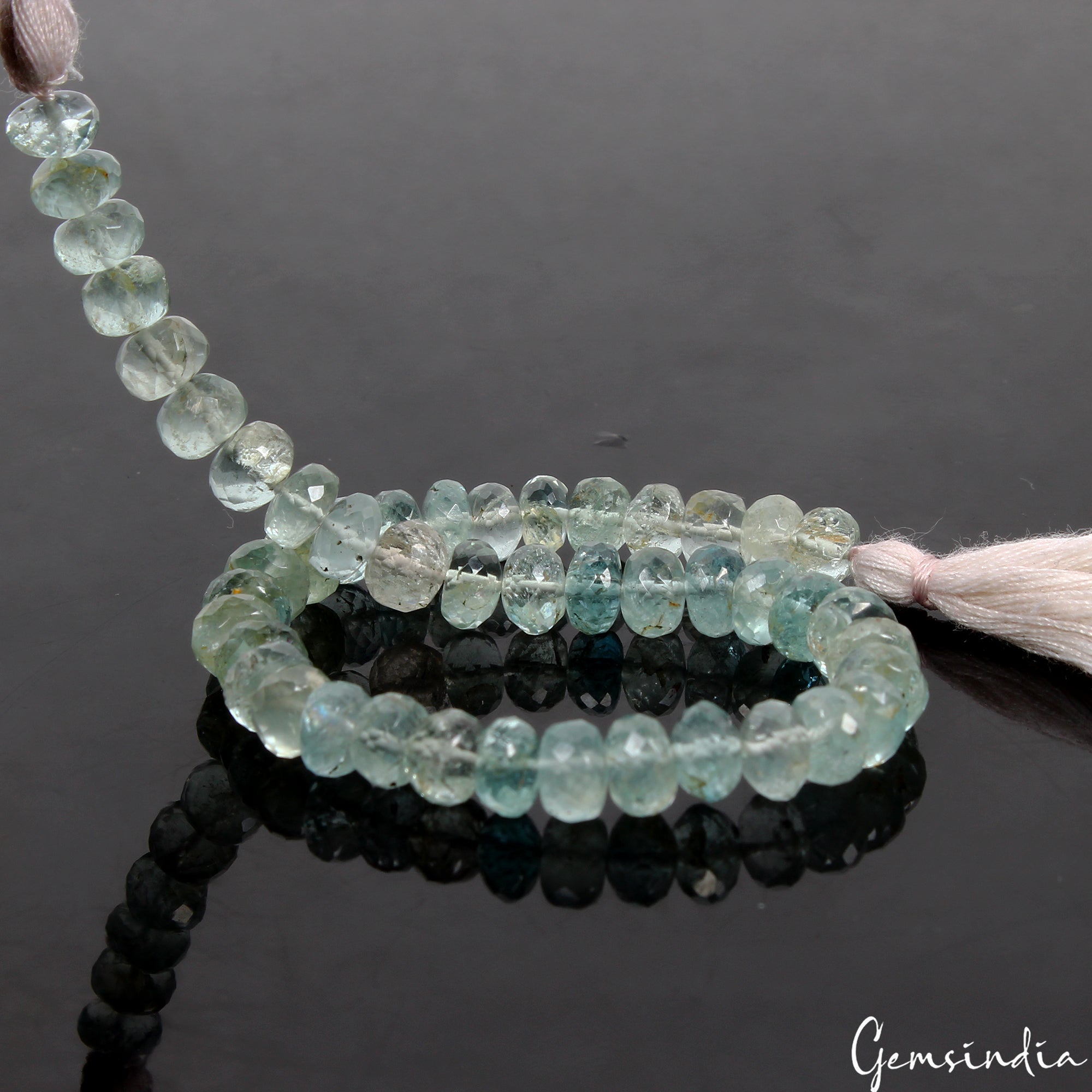 55 Cts Natural Blue Untreated Aquamarine Gem 6mm Round Faceted Beads Strand~7.5"