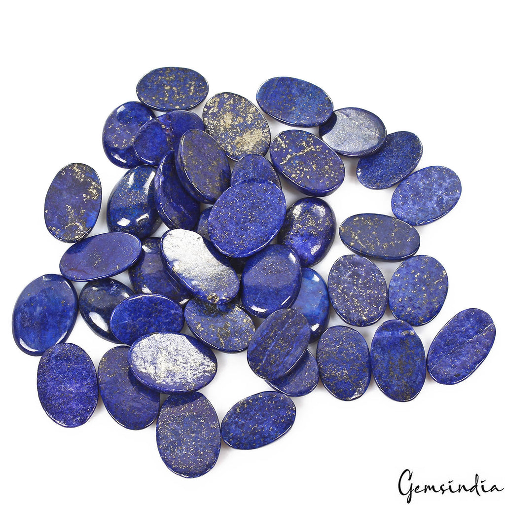 Pyrite Lot, Cabochon, Blue — 40 Pieces, 22mm to 28mm, 800 Ct, Afghanistan