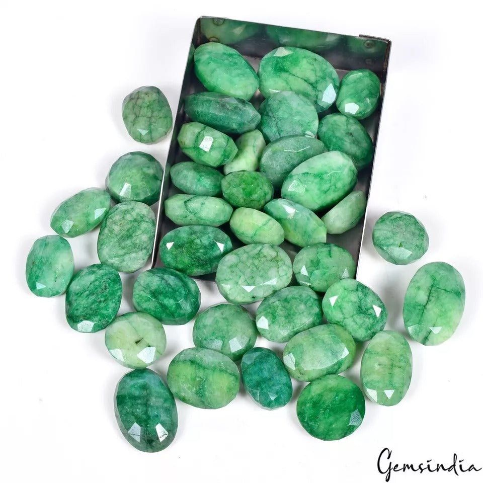 1500 Ct/38 Pcs Natural Brazilian Green Emerald Oval Cut Loose Wholesale Gems Lot