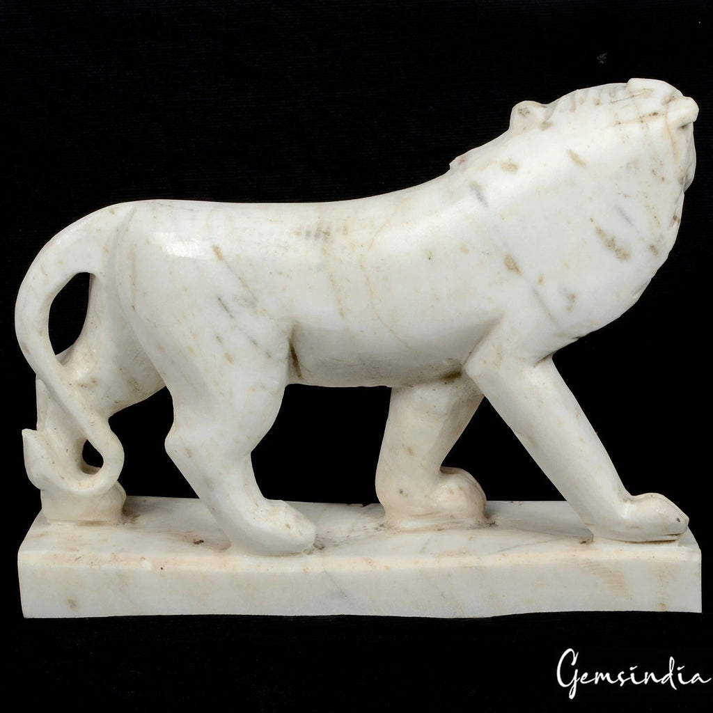 8 Kg Home Decor Marble Lion Statue/Sculpture 10" Animal Hand Carved Collectible