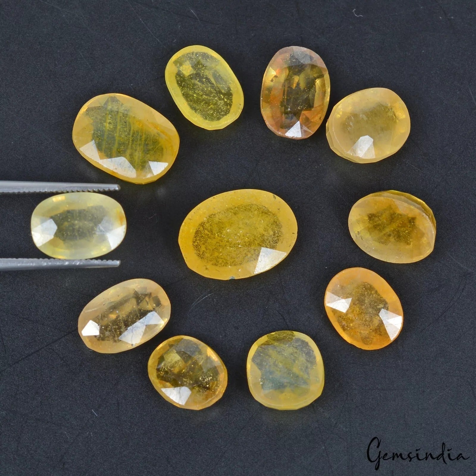 54.80 Ct Natural Yellow Sapphire Oval Cut Loose Untreated Ceylon Gemstones~11 Pc