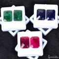 3 Pair Estate Genuine Multi Gems Loose Colorful Jewelry Stones Collection w/Box
