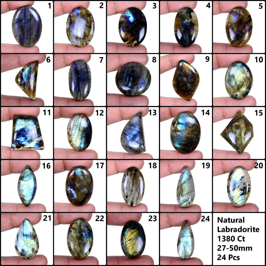 1380 Cts/24 Pcs natural Untreated Spectrolite Labradorite Mix Cab Loose Gems Lot