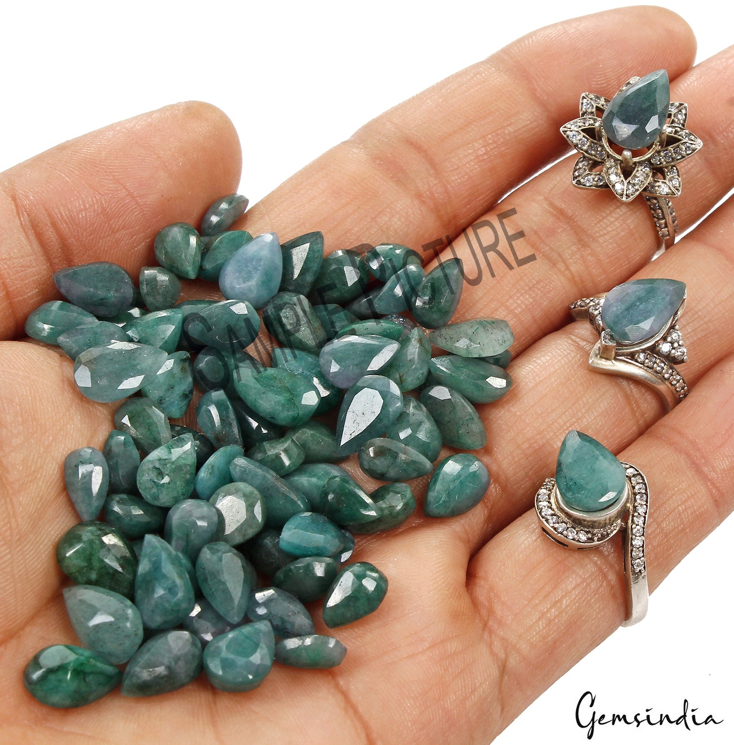 Emerald Lot, Loose Gemstone, Color Enhanced, Green — 85 Pieces, 8mm to 12mm, 176 Ct, Colombia