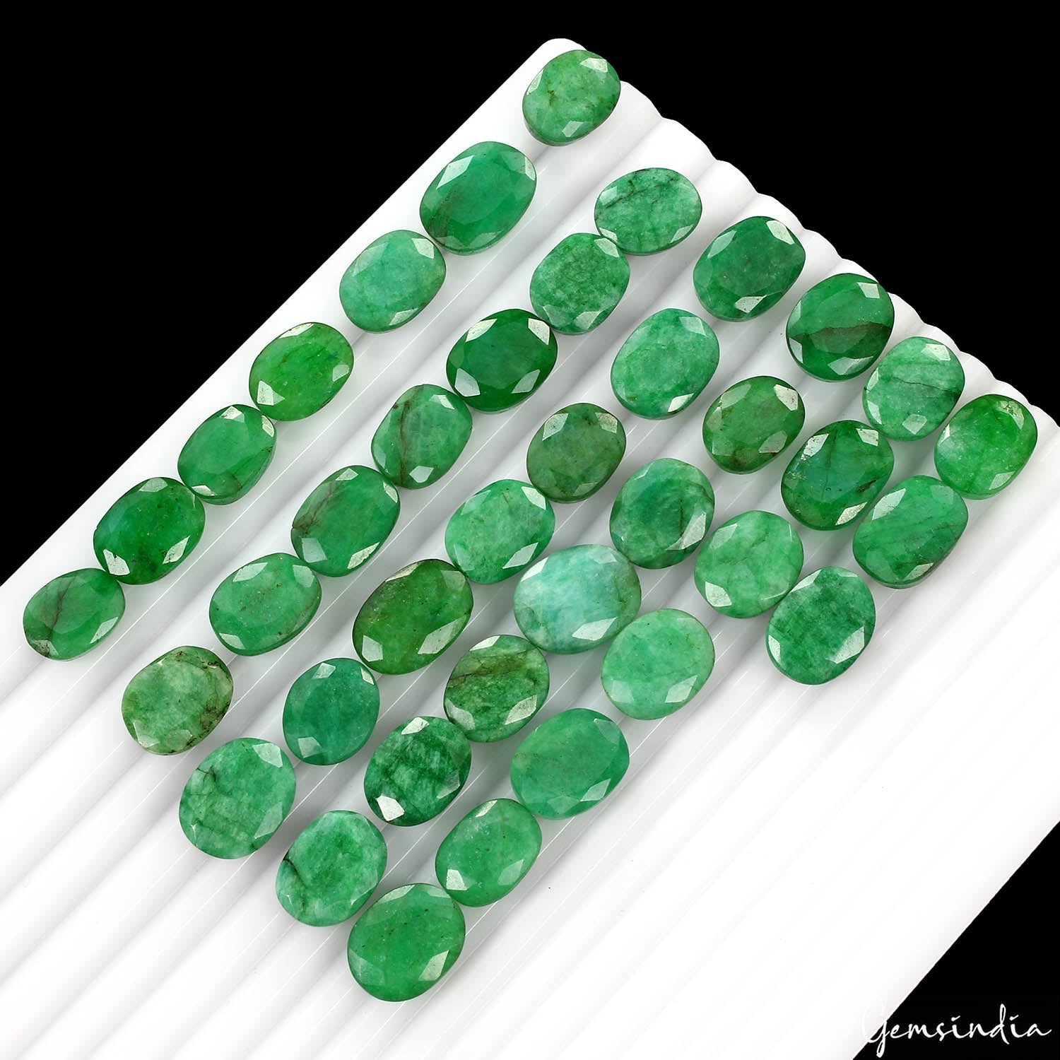 410 Ct Natural Green Brazilian Emerald Oval Cut Faceted Loose Gemstone Lot 38 Pc