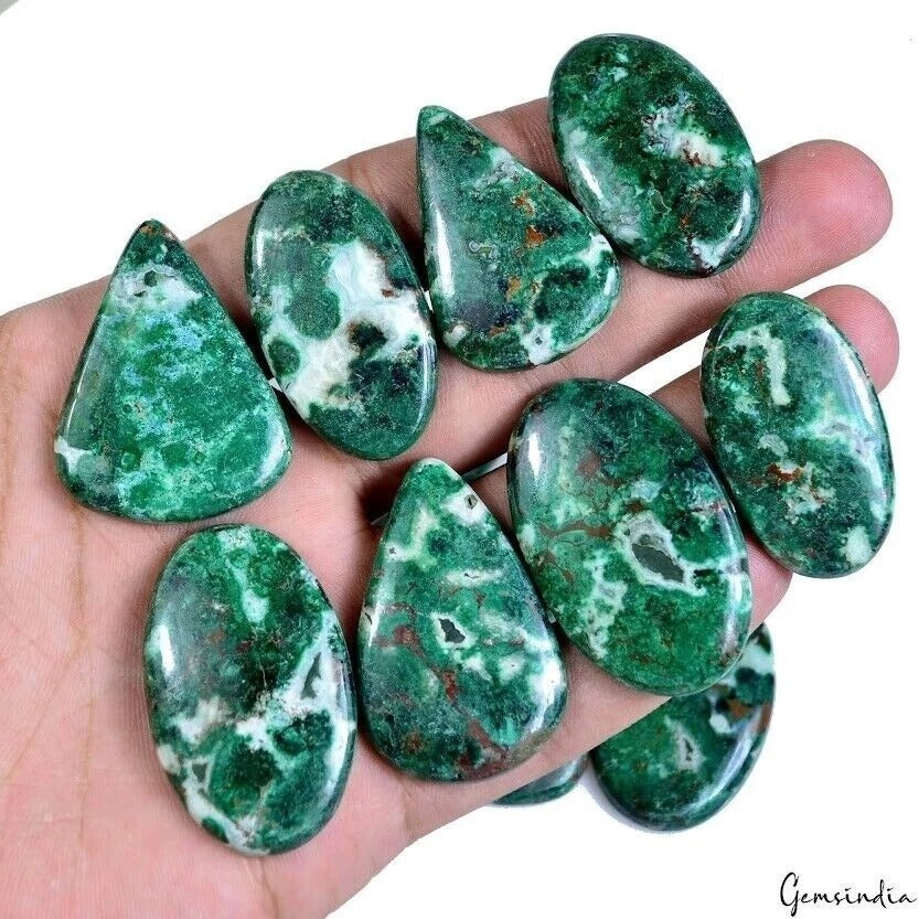 600 Cts/12 Pcs Natural Untreated Green Chrysocolla Mix Cab Loose Wholesale Gems