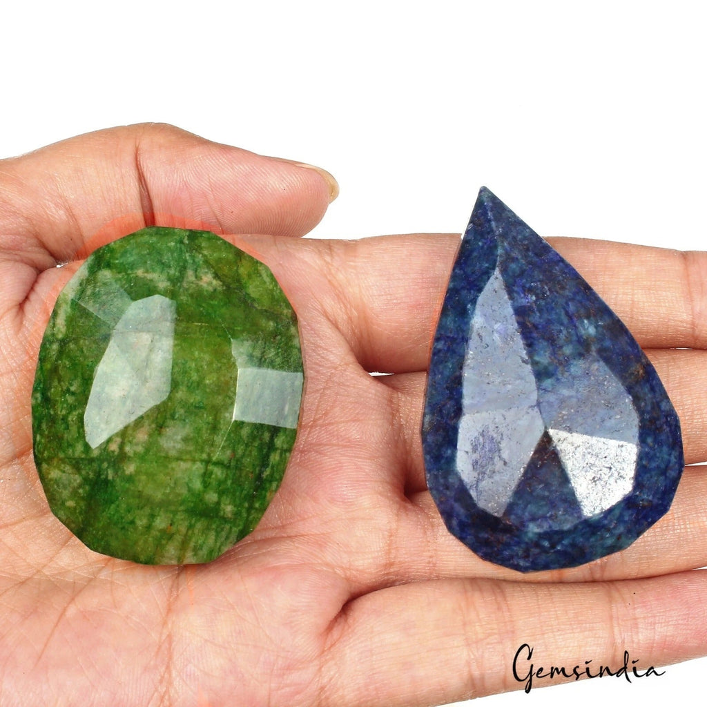 Natural Blue Sapphire & Green Emerald Mix Cut Earth Mined 460 Cts Loose Gems Lot