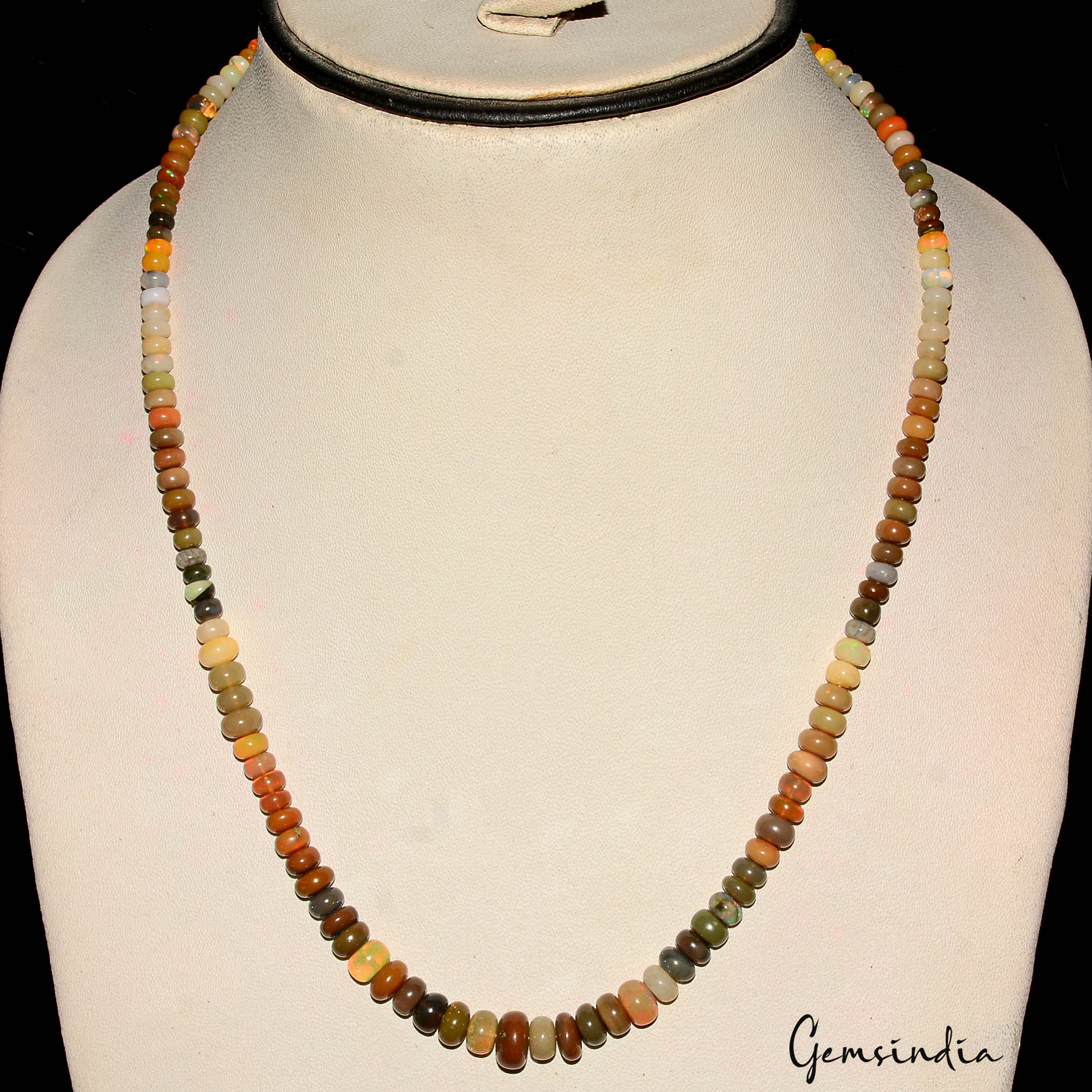 Fire Opal Necklace, Untreated — 3mm to 9mm, 71.60 Ct, Ethiopia