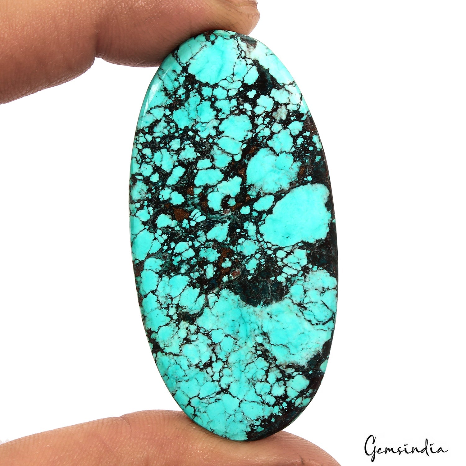 93.40 Ct Blue Spiderweb Turquoise Oval Cab Arizona Loose Huge Gemstone From U.S