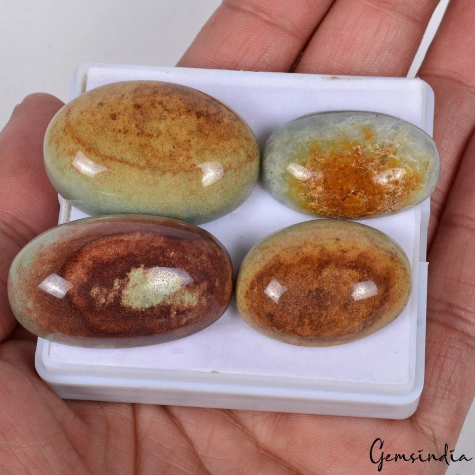 Rare 350Ct Natural Grade A Jadeite Jade Lot Untreated Oval Cabochons for Jewelry