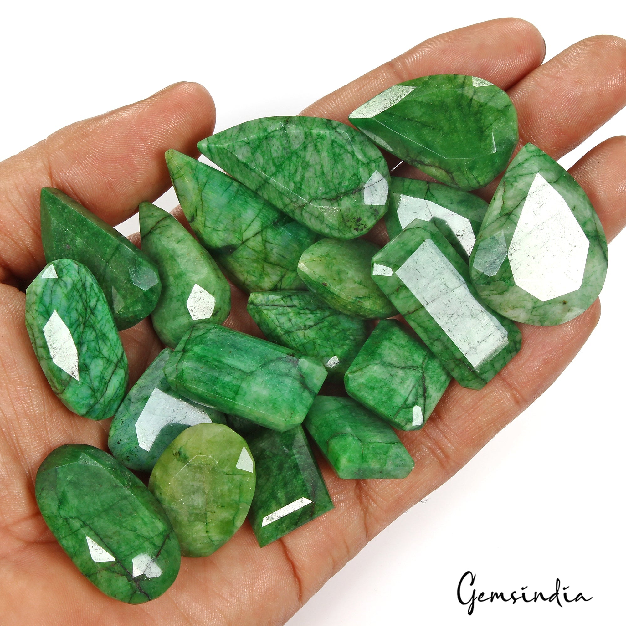 920 Cts/19 Pcs Natural Green Emerald Mix Cut Loose Wholesale 20mm-41mm Gems Lot