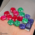 145 Ct/16 Pcs Natural Blue Pink Beryl Green Emerald Cushion Cut Loose Gemstones