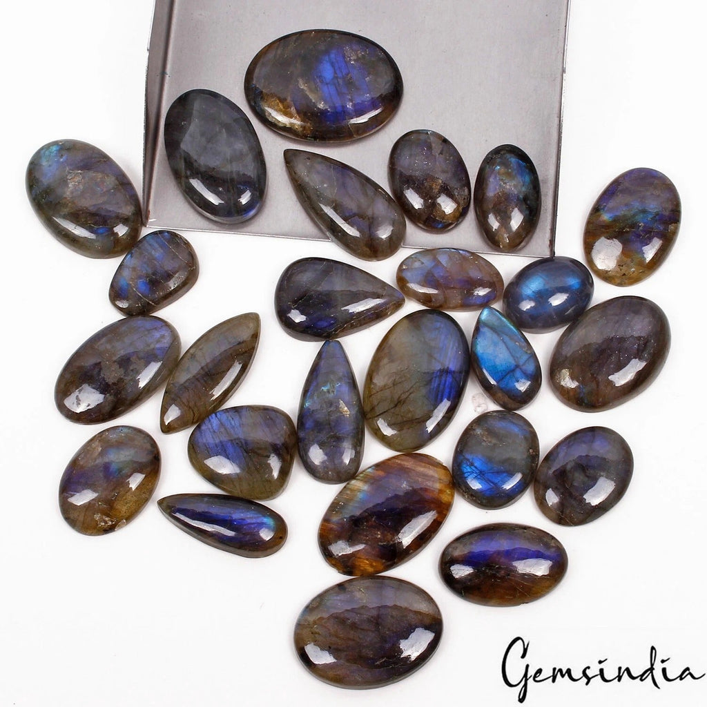 680 Cts/26 Pcs Natural Untreated Blue Shine Labradorite Mixed Cab Wholesale Gems