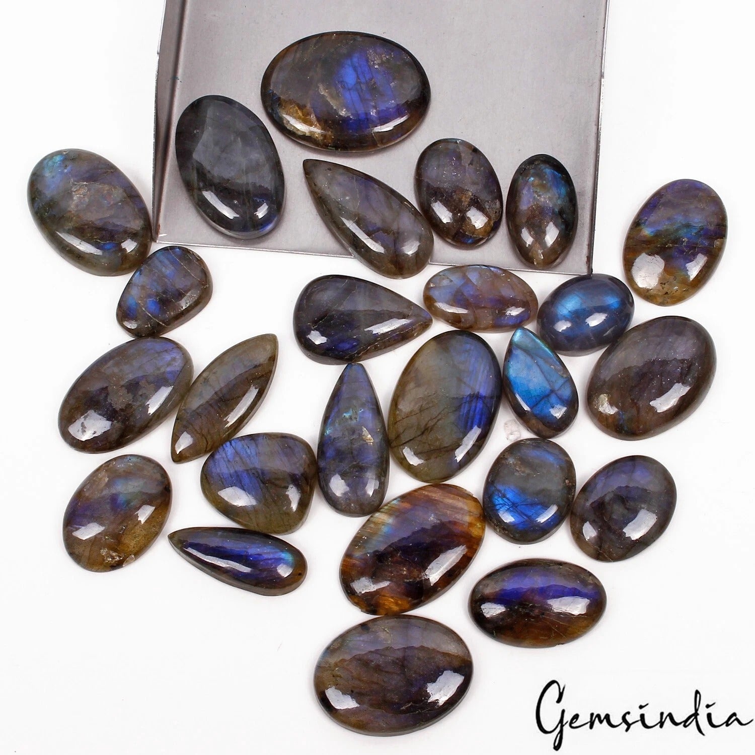 680 Cts/26 Pcs Natural Untreated Blue Shine Labradorite Mixed Cab Wholesale Gems