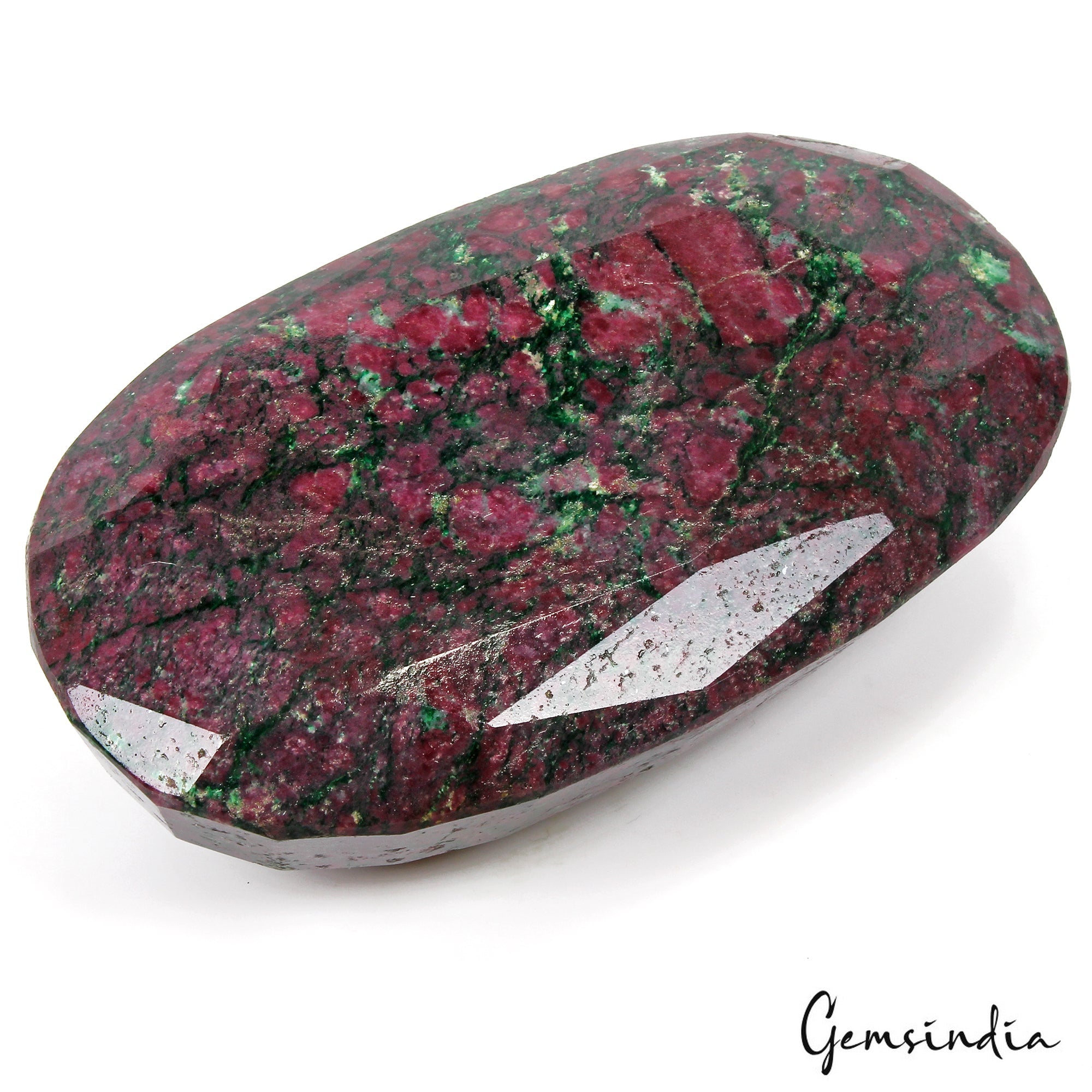 Large 1.4 Kg Natural Huge Green Red Ruby Zoisite Oval Faceted Untreated Gemstone