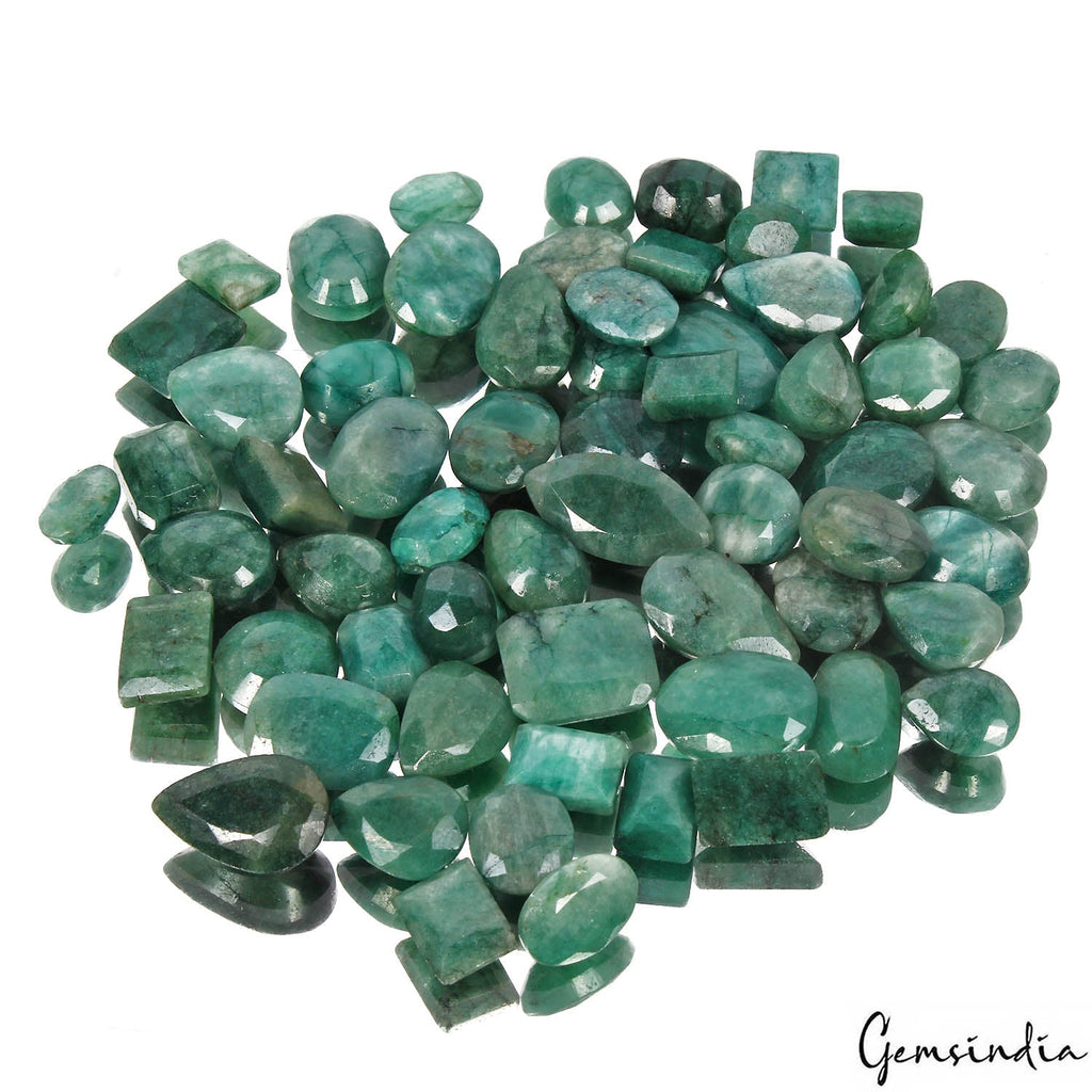 Certified 500 Cts/64 Pcs Natural Brazilian Green Emerald Mix Cut Wholesale Gems