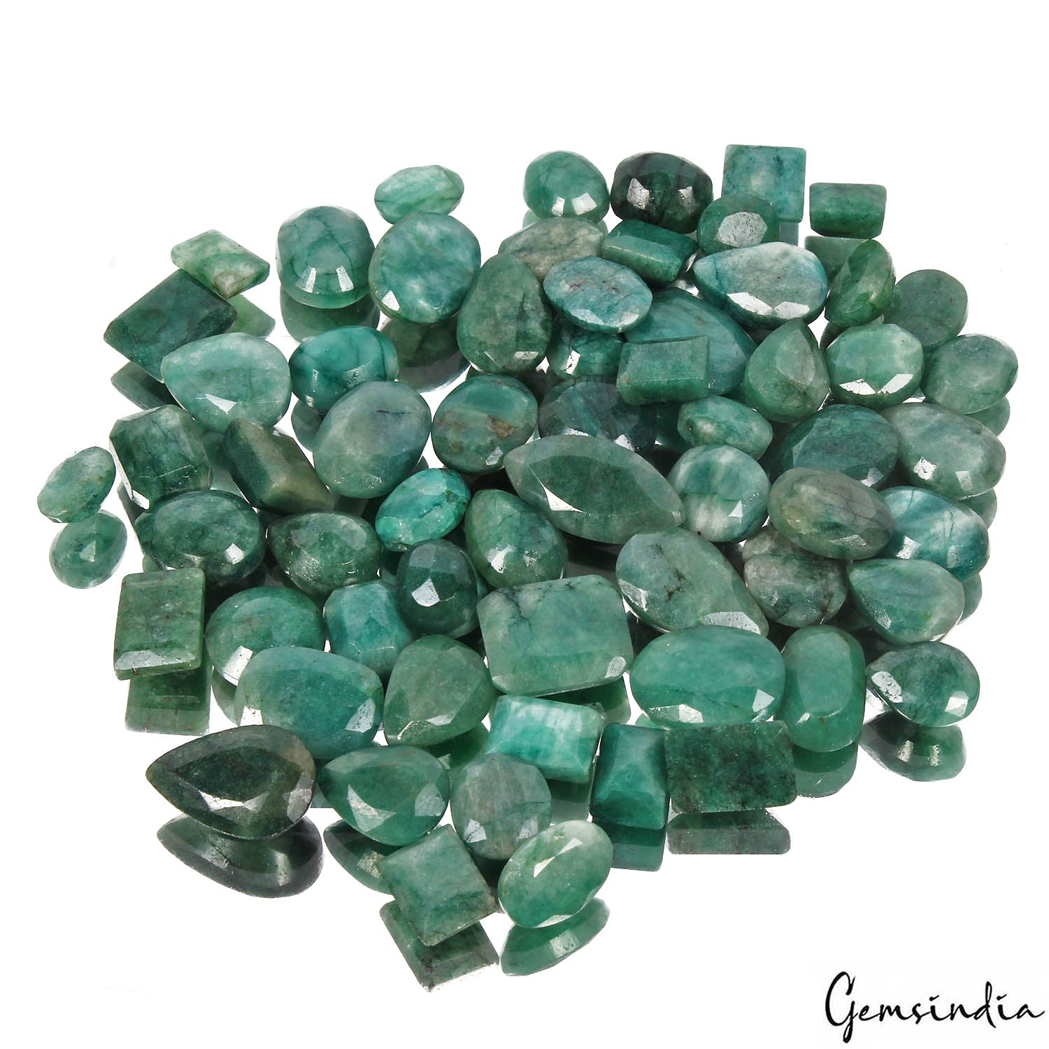 Certified 500 Cts/64 Pcs Natural Brazilian Green Emerald Mix Cut Wholesale Gems