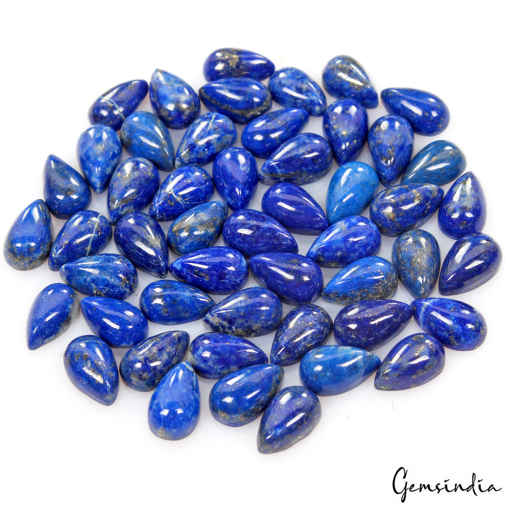 50 Pc Natural Blue Lapis Lazuli Pear Cabochon 7x5mm Loose Gemstones Lot~ 59.40Ct