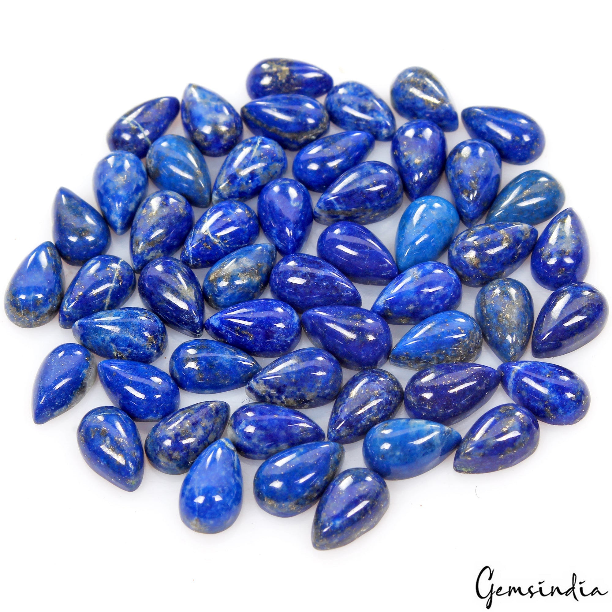 50 Pc Natural Blue Lapis Lazuli Pear Cabochon 7x5mm Loose Gemstones Lot~ 59.40Ct