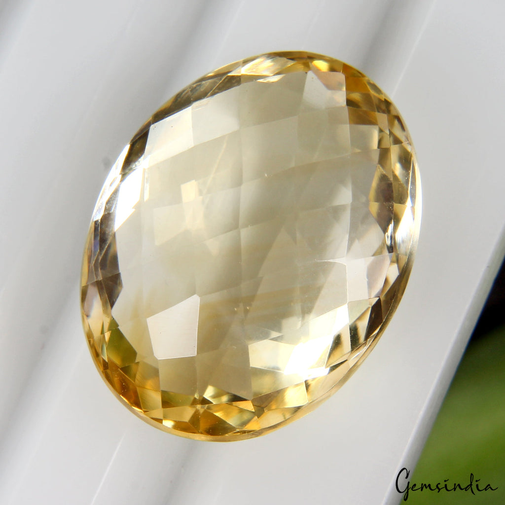 VVS 19.40 Ct Natural Citrine Oval Checker Cut 20mmx16mm Certified Loose Gemstone