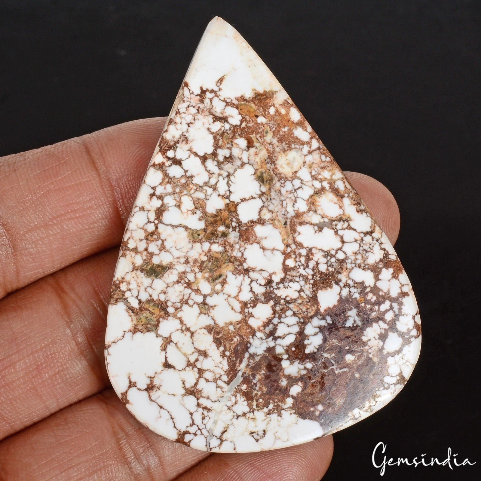 145.40 Ct Natural Untreated White Buffalo Turquoise Pear Cabochon Loose Gemstone