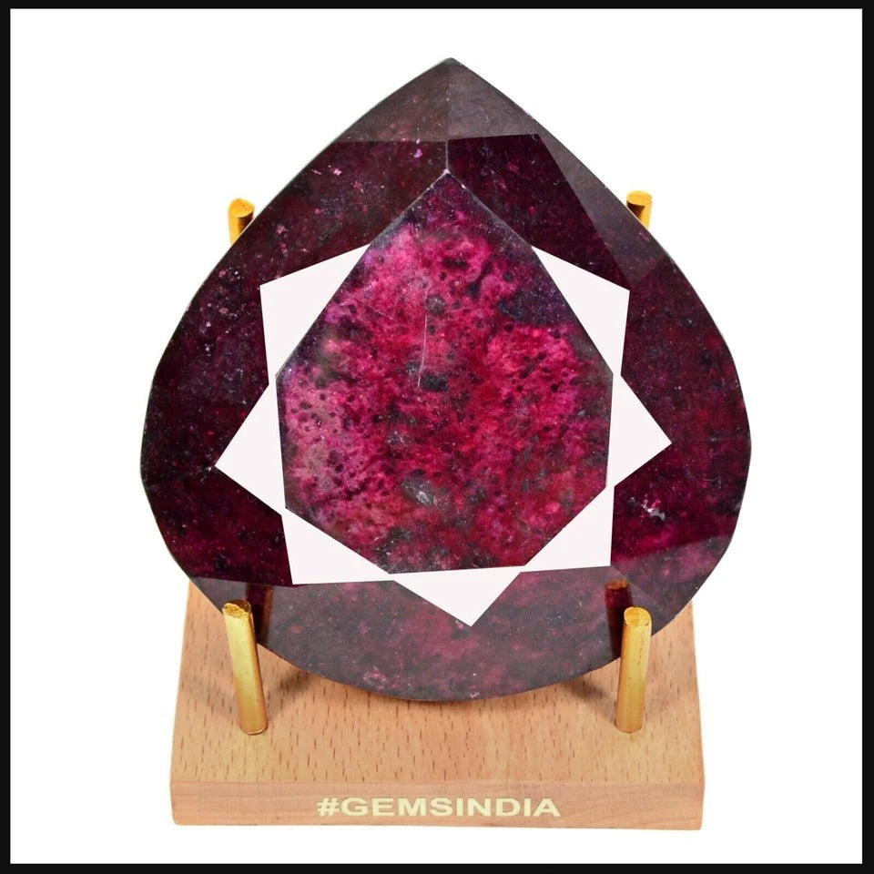 Certified 2420 Cts Natural Dark Red Ruby Pear Faceted Huge Loose Museum Size Gem