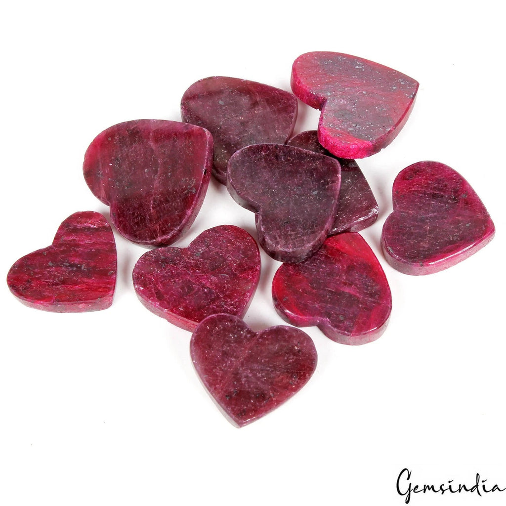 Ruby Lot, Cabochon, Color Enhanced, Red — 10 Pieces, 22mm to 30mm, 600 Ct