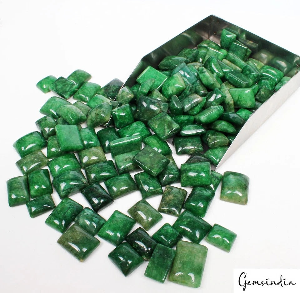 Emerald Lot, Cabochon, Rectangular Cabochon, Color Enhanced — 124 Pieces, 12mm to 22mm, 2030 Ct, Brazil