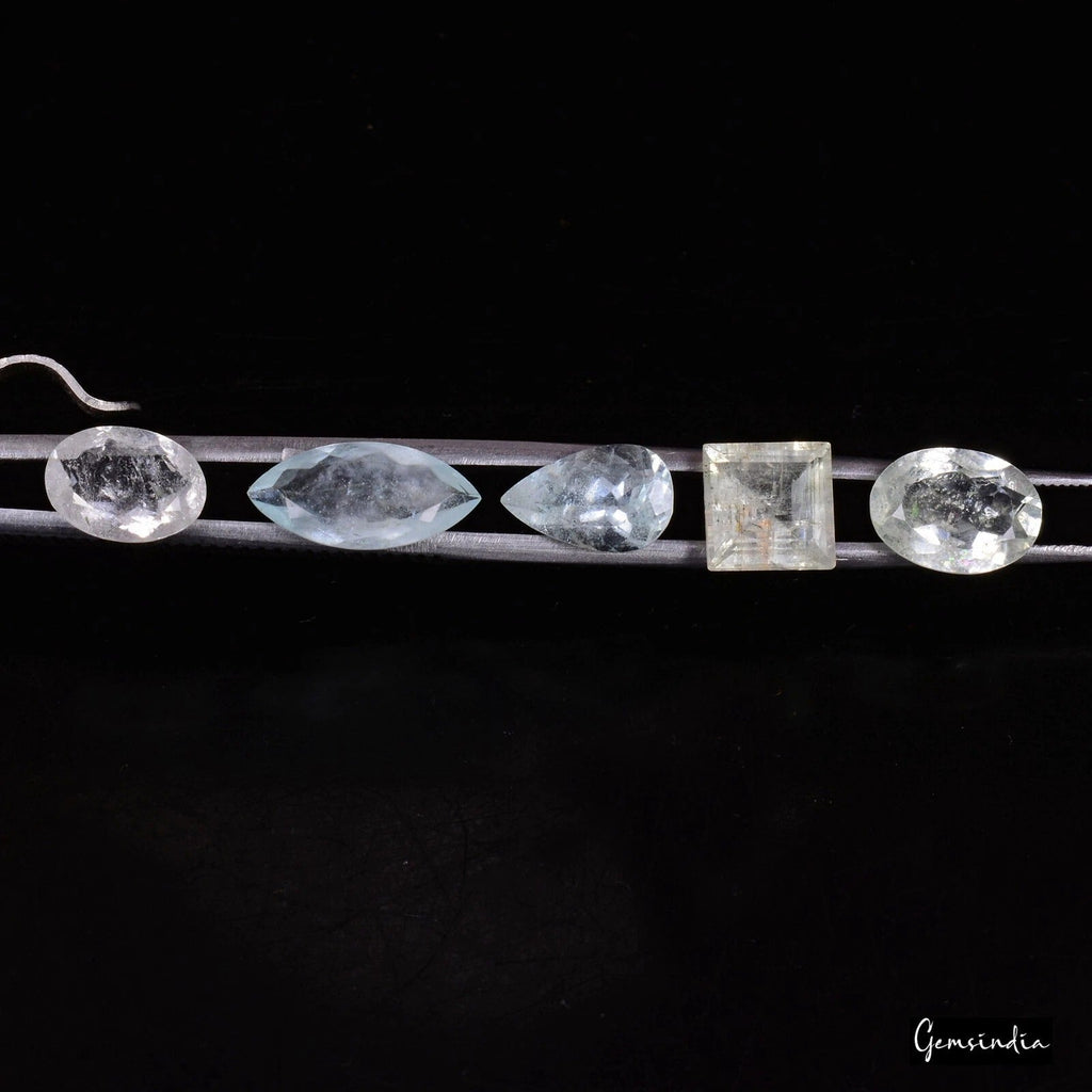 9.55 Cts/5 Pcs Natural Unheated Brazilian Blue Green Aquamarine Mix Cut Gems Lot