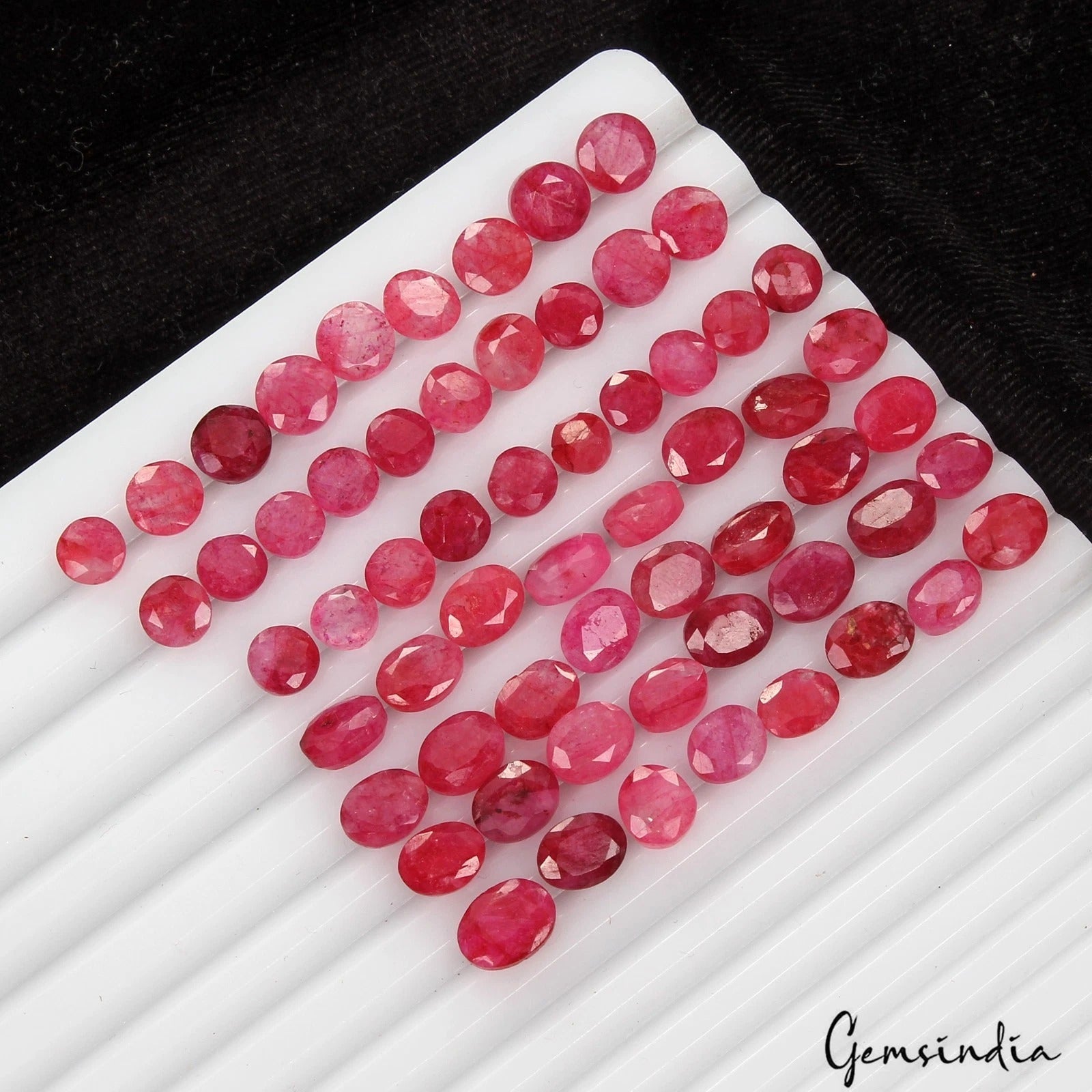 Beryl Lot, Loose Gemstone, Oval Round Faceted Cut, Color Enhanced — 61 Pieces, 5mm to 9mm, 79.30 Ct
