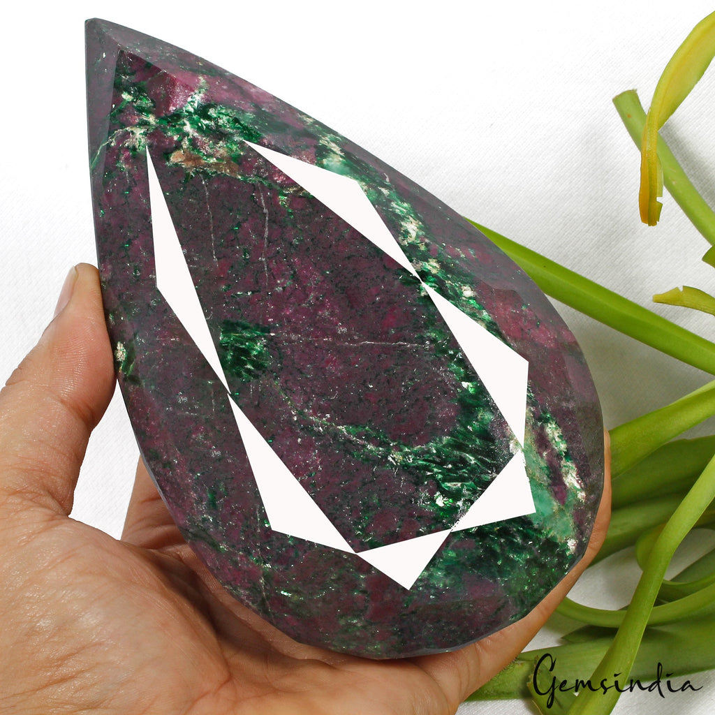 1.5 Kg~Rare Natural Ruby Zoisite Earth Mined Pear Cut Museum Size Loose Gemstone