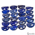 23 Pc Natural Blue Lapis Moon 23x13mm Beautiful Unique Checker Cut Gemstones Lot