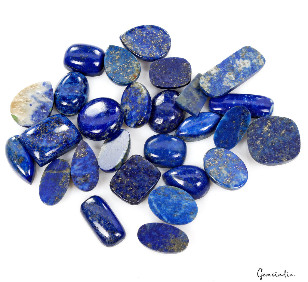 27 Pcs Natural Lapis Lazuli 16mm-27mm Loose Mix Cabochon Gemstones Lot ~350 Ct