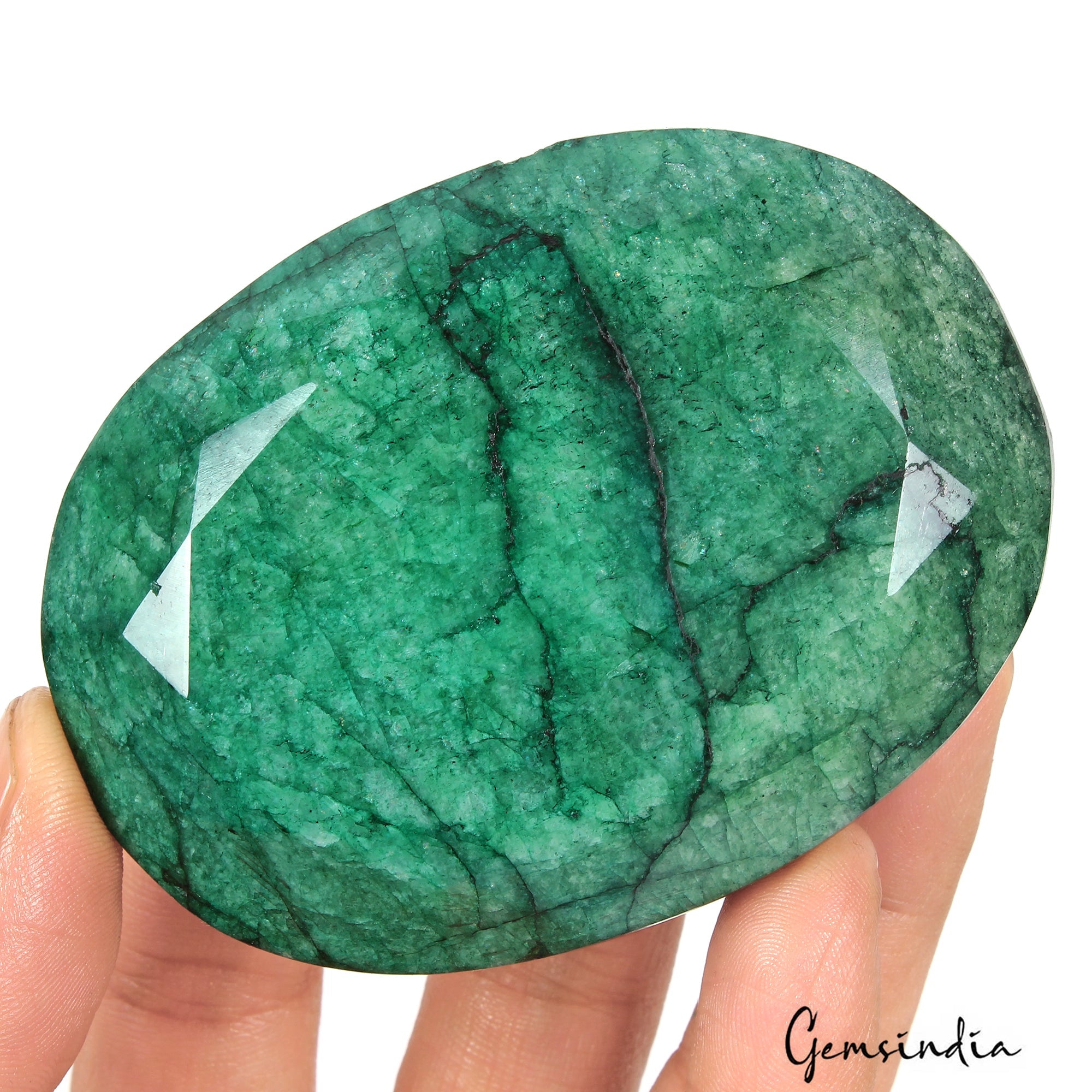 980 Ct Natural Green Emerald Oval Faceted Museum Size Earth Mined Loose Gemstone