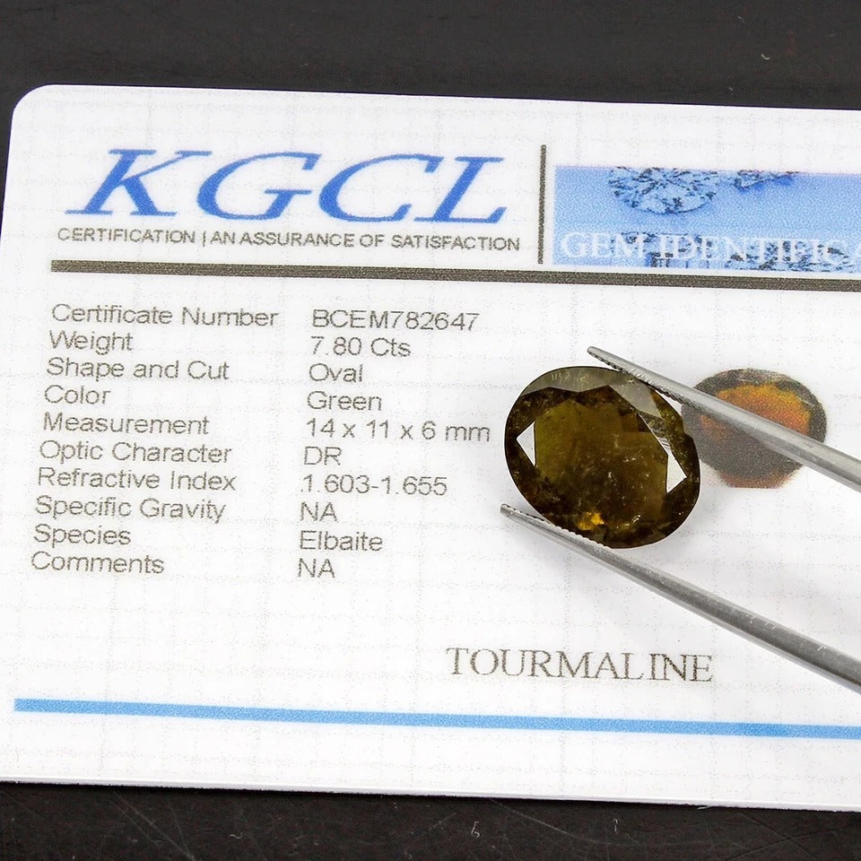 Green Tourmaline Loose Gemstone, Oval Cut Gemstone, Untreated — 14x11x6 mm, 7.80 Ct, Mozambique