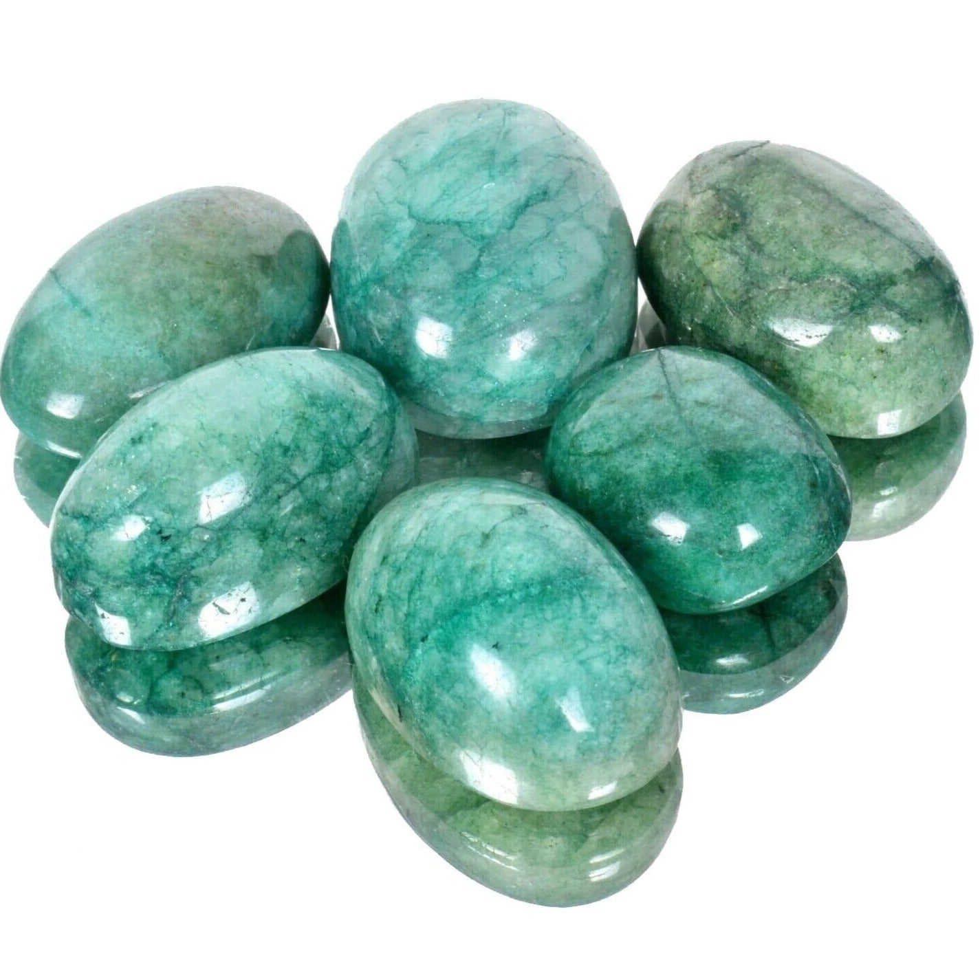 Emerald Lot, Cabochon, Green — 6 Pieces, 26mm to 35mm, 570 Ct, Brazil