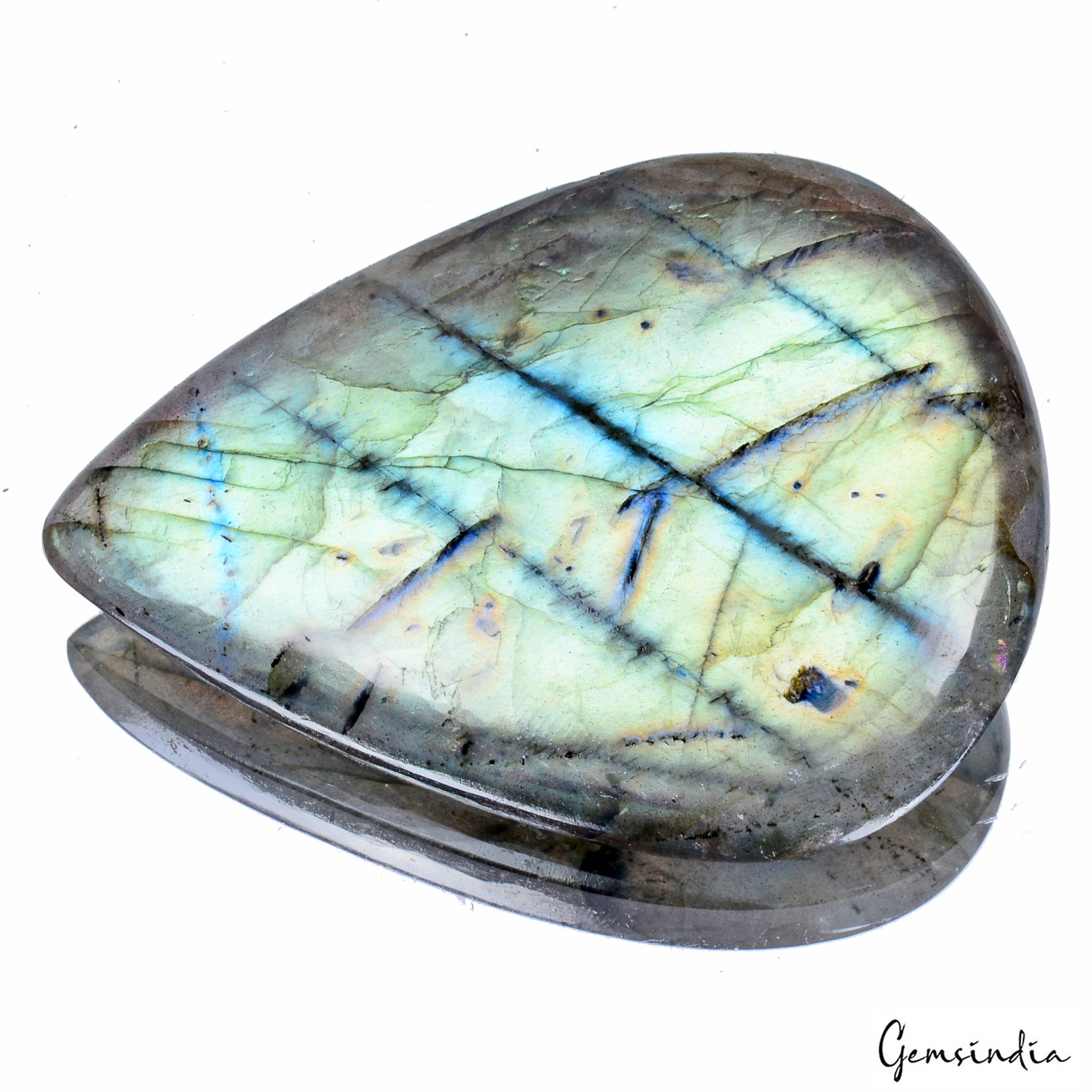 Certified 150 Ct Natural Untreated Blue Shine Labradorite Pear Gem For Pendant