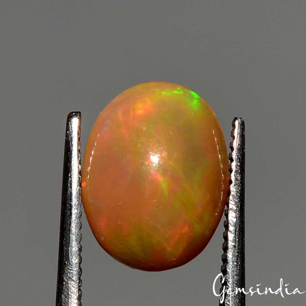 Natural Ethiopian Multi Fire Brown Opal Cabochon 1.30Ct Loose Gemstone Ring Size