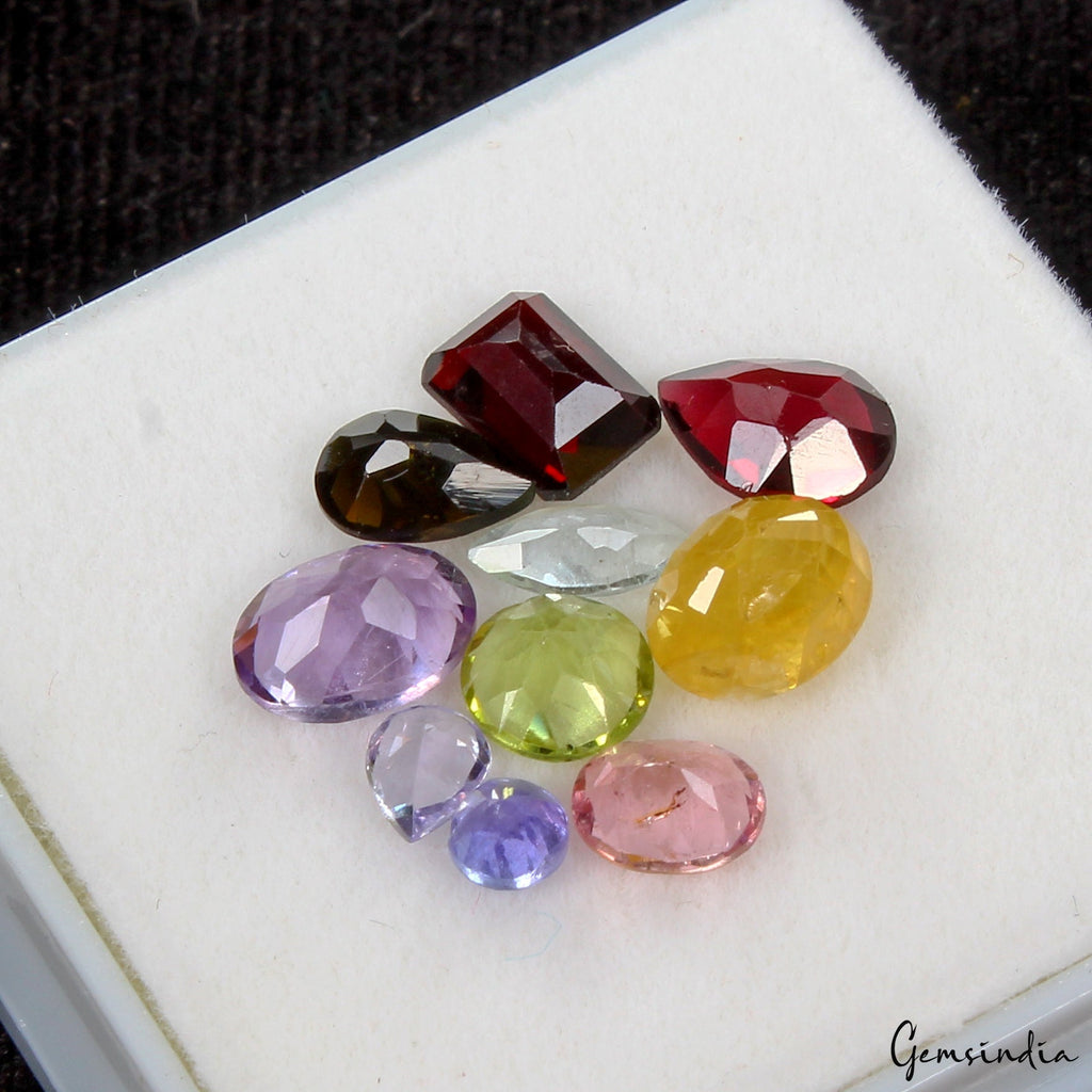 All Kind Semi Precious Loose Gemstone 8.80 Crt Wholesale Lot Natural Mix Faceted
