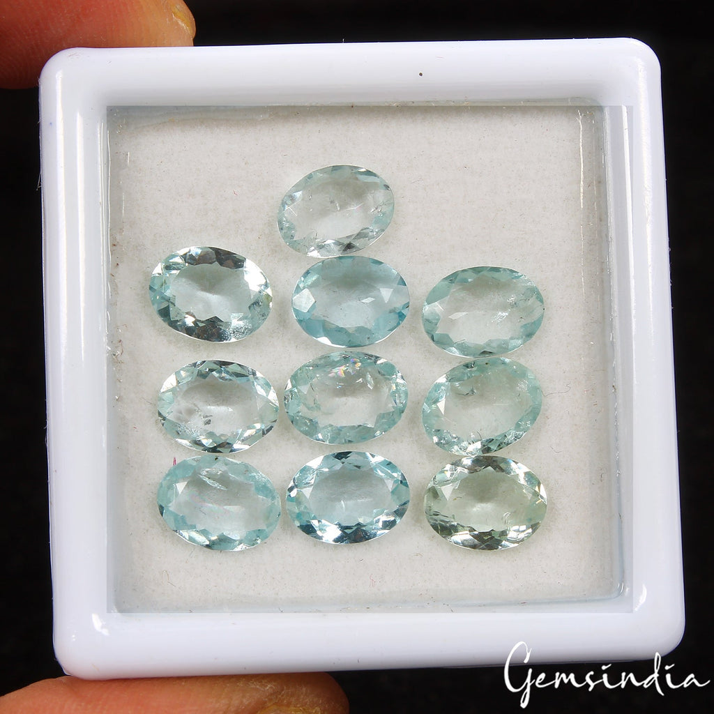 9.80 Ct Natural Blue Aquamarine Untreated 8mm*6mm Oval Cut Loose Gemstones ~10P