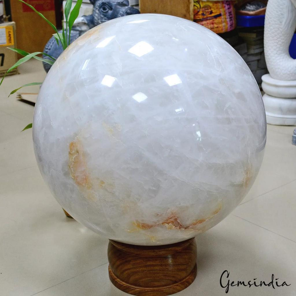 220LBs Large Natural White Clear Quartz Huge Crystal Sphere Ball Healing~16 Inch