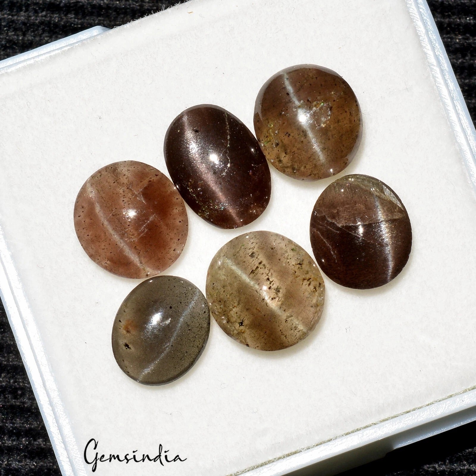 Natural Untreated Spectrolite Cats Eye Oval Cab Loose Gemstones 14 Cts/9mm-10mm
