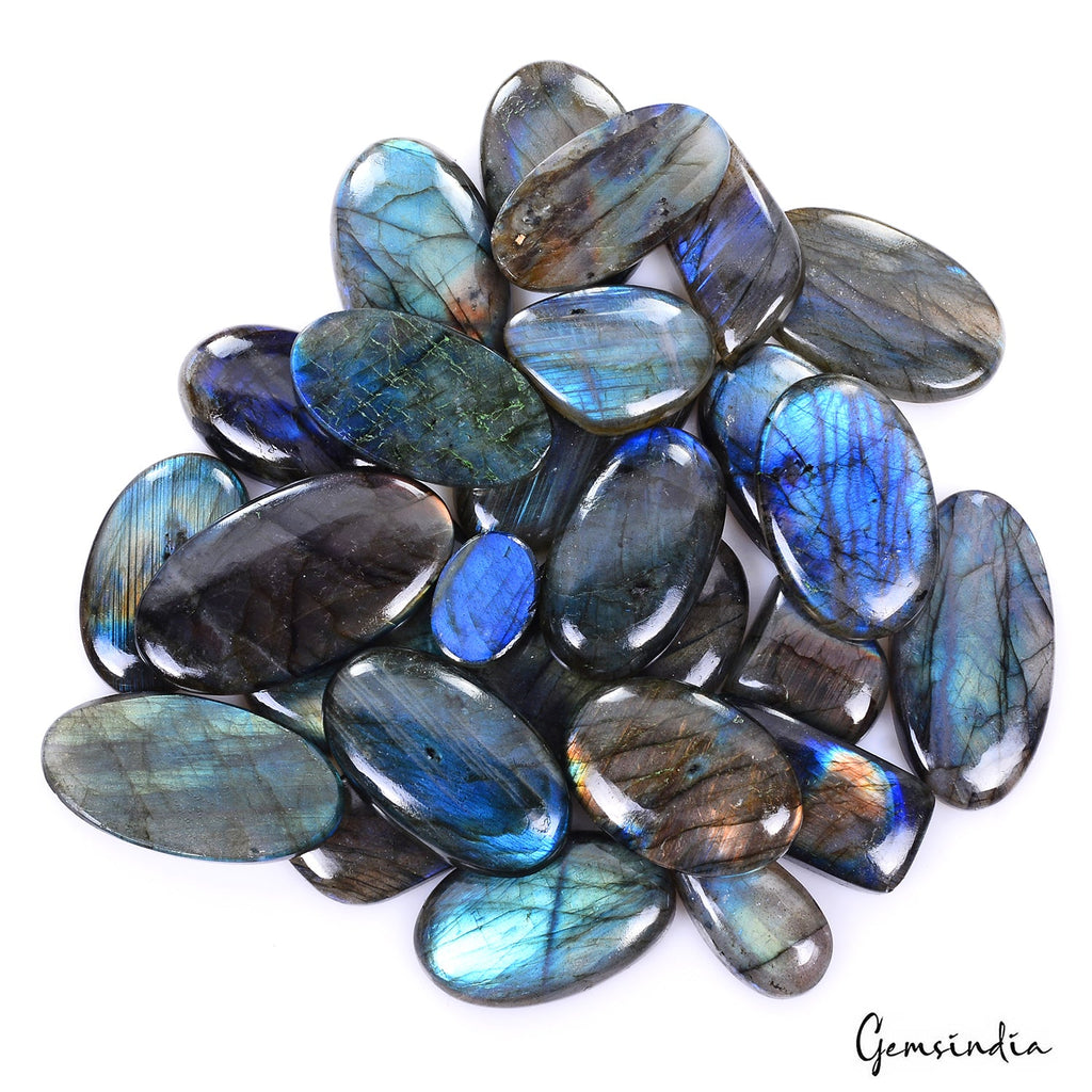 1020 Ct Natural Blue Yellow Shine Labradorite Mix Cab Loose Gemstone Lot 36 Pcs